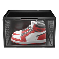 Boîte à chaussures LED transparente empilable en plastique à ouverture latérale magnétique activée par la voix pour sneakers