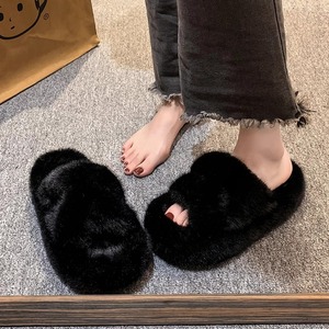 Sandalias de Moda Antideslizantes de Piel de Visón Real para Mujer, para Invierno, Verano, Primavera y Otoño, Pantuflas de Piel de Moda - Product Image 4