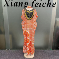 Nouvelle Robe Boubou Kanga Ethnique Ample et Respirante pour l'Été, Imprimé Floral Africain à Rayures, Dentelle, Vêtement Traditionnel pour Femme, Grande Taille