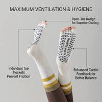 Premium Atmungsaktive Umweltfreundliche Leichte Baumwoll-Yoga-Socken mit Offener Spitze und Fünf Zehen Rutschfeste Griffige Socken für Frauen Barre Ballet