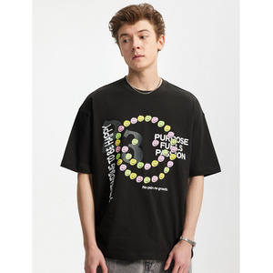 T-shirt imprimé motif craquelé en coton pur pour le printemps et l'été, nouveau style décontracté personnalisé à manches courtes pour homme - Product Image 2