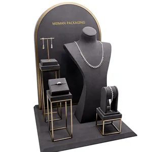 Mostrador de joias personalizado, conjunto de anel de joias personalizado em madeira, suporte de exibição de joias para loja