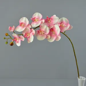 Venta al por mayor 9 cabezas grandes artificiales Phalaenopsis mariposa orquídea Real Touch orquídeas flor decorativa