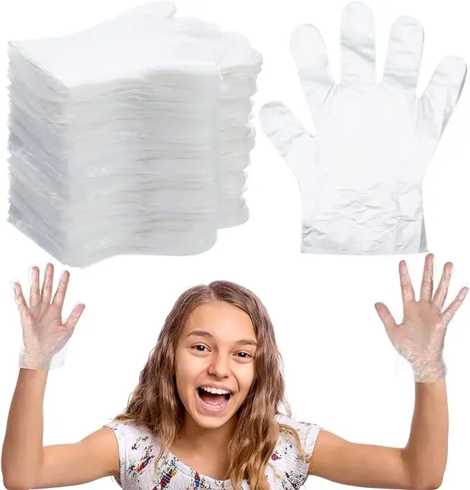 Clear Cooking PE Food Disposable Kids Gloves for Children Food Prep Crafting Painting Playing Gardening