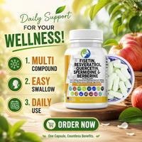 Ausreson OEM Capsules de Fisetin Végétaliennes de Qualité Alimentaire en Vrac, Complément Herbal Biologique pour la Santé, Resvératrol, Berbérine, Capsules de Fisetin