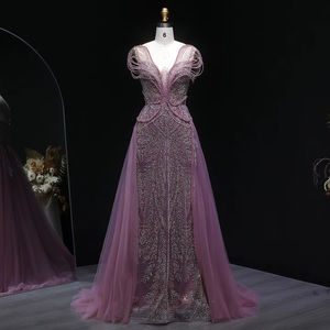 Robe <span class=keywords><strong>de</strong></span> soirée sirène <span class=keywords><strong>de</strong></span> luxe Lsz718 avec surjupe, perles roses, robe <span class=keywords><strong>de</strong></span> bal pour femmes Jancember - Product Image 2