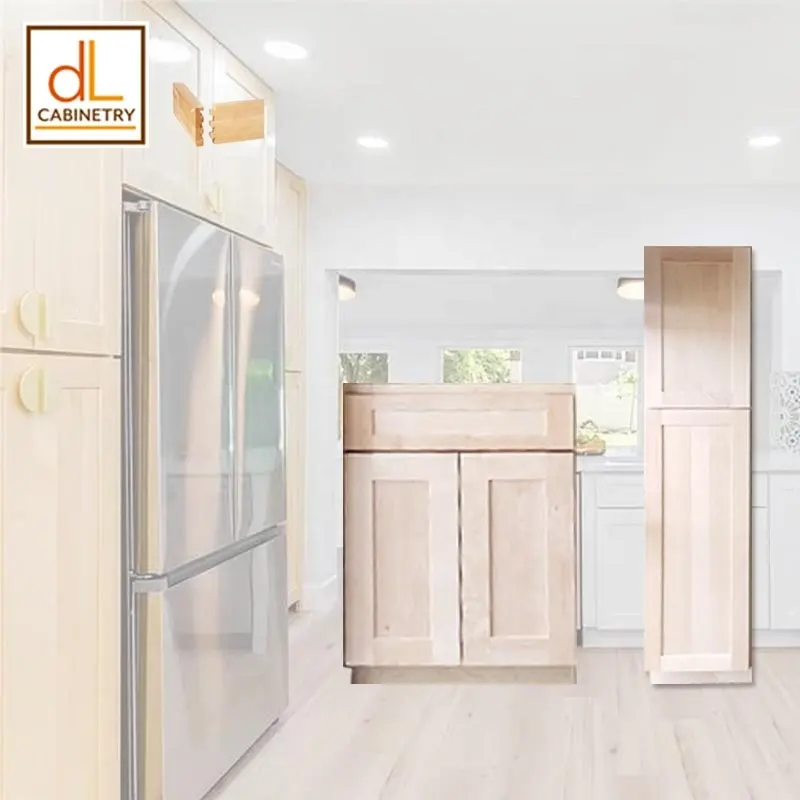 مطبخ وحمام في المخزون بالولايات المتحدة الأمريكية خزانة مطبخ حديثة غير مكتملة بباب من الخشب الصلب بالكامل مع صندوق درج ورنيش