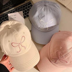 Casquettes de baseball personnalisées en polyester et coton, avec nœud brodé doux et réglable, vente en gros directe usine - Product Image 2