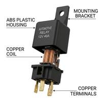 Relais automobile 12V 40A 4 broches à couvercle lisse normalement ouvert pour dispositif de contrôle électronique de climatisation de voiture