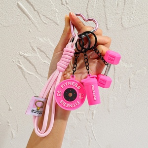 New Arrival Rubber Charm Weight Fitness Barbell Gym Keychain for Customized Sports Kettlebell