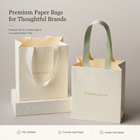 Sacs en papier de luxe personnalisés PandaSew avec logo imprimé, 200 g/m², avec poignée en ruban, sacs en papier pour boutique, sacs cadeaux
