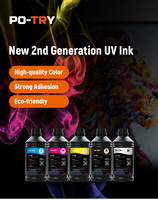 PO-TRY Encre UV de haute qualité pour imprimantes UV (I3200 XP600) - Impression numérique CMYK+W+V Couleur Capacité 1L