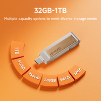 Clé USB Heygate portable USB 3.0 haute vitesse 64 Go en métal, double interface, pour téléphone et ordinateur