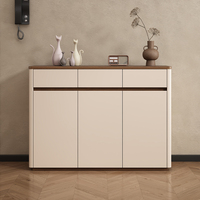 Meuble à chaussures en bois massif, couleur noyer, style luxe léger, sur mesure, pour entrée, rangement intérieur