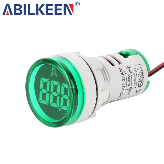 22mm Digital Ammeter Panel Meter 0-10A AC Current Indicator Light LED Display Ampere Meter for Electrical Control Cabinet
