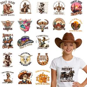 Transferencias termoadhesivas DTF de vinilo para camisetas, estilo vaquero del oeste, country, listas para planchar, con diseños 'Old <span class=keywords><strong>Soul</strong></span>' y '<span class=keywords><strong>Wild</strong></span> <span class=keywords><strong>Soul</strong></span>', y parches termoadhesivos. - Product Image 1