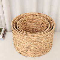 Panier de rangement multifonctionnel en jonc de mer naturel écologique, forme ronde, avec poignées, pour articles divers