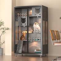 Villa pour chat en bois d'intérieur, directement de l'usine, avec lit-nid et motif animalier, cage robuste pour animaux de compagnie, maison confortable pour chat à prix compétitif