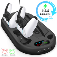 Support de charge filaire double pour manettes avec hub USB pour PS5, station de charge et de refroidissement compatible avec PS5 édition disque et numérique