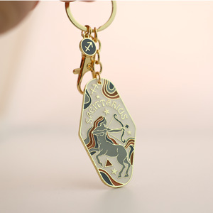 Hot bán sản phẩm mới mười hai chòm sao motel Bohemian phong cách kim loại cứng men Keychain - Product Image 6
