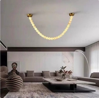 Lustre LED de luxe léger, style américain, en cuivre massif perlé, avec alabâtre espagnol, hauteur réglable, lampe design pour villa et salon