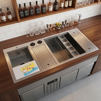 Station de barman réfrigérée en acier inoxydable 304, double porte, écologique, certifiée CE, multifonctionnelle, avec évier à cocktails et bac à glace pour hôtel