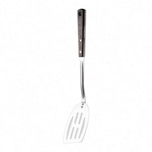 Juego de 5 utensilios de cocina de acero inoxidable con mango de madera: espátula, colador y cucharón, herramientas de cocina aisladas para el hogar - Product Image 3