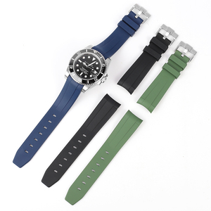 Bracelet de montre KZPN11 en caoutchouc FKM souple avec boucle ardillon pour GMT 1958, extrémités courbées, étanche à la poussière et à l'eau, 20 mm, <span class=keywords><strong>noir</strong></span>, bleu marine, rouge, orange - Product Image 3