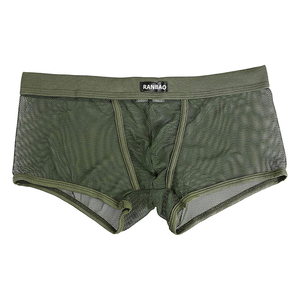 Mesh Breathable Cheeky <strong>Men's</strong> Underwesr Solid Color Trunks Boxer Briefs Undershorts with Pouch <strong>Transparent</strong> <strong>Shorts</strong> for Male - Product Image 4