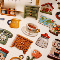 15 autocollants par paquet, collection d'objets quotidiens et autocollants décoratifs