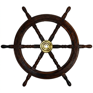 Nautical Wooden <b>Ship</b> Steering <b>Wheel</b> Helm <b>Wheel</b> Wall Hanging Signs <b>Ship</b> Rudder Decor Brass Wall Boat 24 Inch - Product Image 1