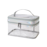 Sac cosmétique transparent portable avec fermeture éclair, grande capacité, imperméable, durable, pour voyage, avec logo personnalisé