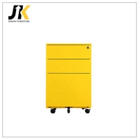 Moderno Gabinete Metálico Móvil con 3 Cajones, Gabinete de Almacenamiento Debajo del Escritorio con Ruedas, de Acero Amarillo con Cerradura