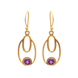 Boucles d'oreilles améthyste faites à la main en argent Sterling 925 pour femmes bijoux violets mignons pour cadeau de fête de mariage - Product Image 1