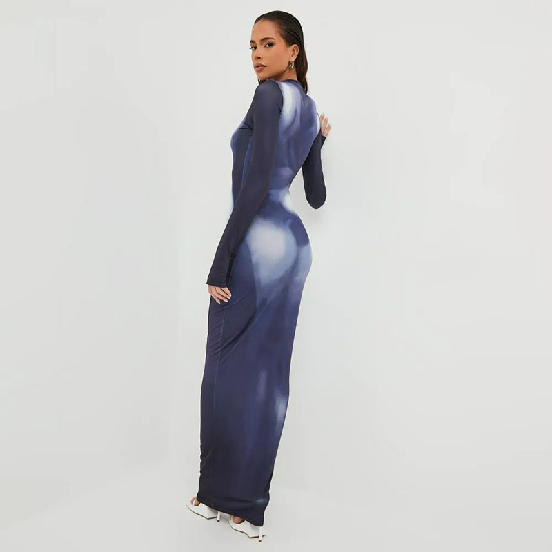 charcoal grey long dress Dark Grey Sequin Long Sleeves High Neck Mermaid Sparkly Formal Dresses –  clover sew main image 0