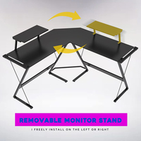 Foshan meubles de bureau à domicile Gamer bureau de jeu professionnel en forme de L noir personnalisé moderne lumière rvb coin table d'ordinateur