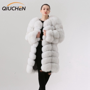 QIUCHEN- QC1885 Nuova Collezione Cappotto in Vera <span class=keywords><strong>Pelliccia</strong></span> di Volpe di Alta Qualità, Lunghezza 90cm, Giacca Invernale Calda da Donna - Product Image 2
