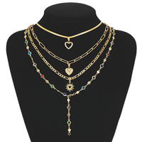 RINHOO Ensemble de colliers vintage en métal avec pendentif croix, style bohème, couleur or, perles, pour femmes, usage quotidien, vacances, rendez-vous galants