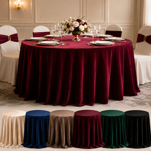 Custom Elegant <b>Round</b> Tablecloth Crushed Velvet Material <b>Round</b> <b>Table</b> <b>Cloths</b> Cover Great for Weddings Parties Baby Showers Events - Product Image 1