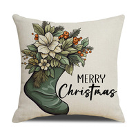 Housse de coussin de Noël YINUAN, motif bonhomme de neige, ours, renne, chaussette de Noël, housse décorative pour canapé
