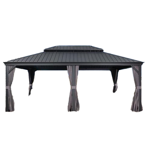 Gazebo de jardin de haute qualité en alliage d'aluminium toit rigide pavillon de jardin avec abri de toit en métal enduit de poudre traité dans la nature - Product Image 1