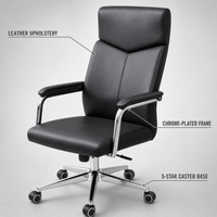 Chaise de bureau exécutive en cuir PU ergonomique réglable en hauteur, pivotante, pour conférence