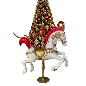 Escultura de Caballo de Carrusel de Fibra de Vidrio Profesional Estándar, Caballo de Carrusel de Lujo de Tamaño Real para Decoración Navideña de Centros Comerciales - Product Image 1