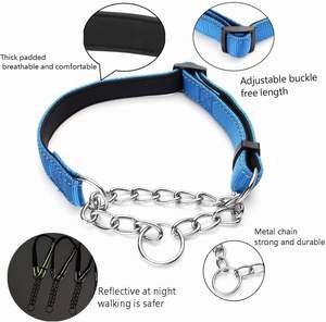 Collares Reflectantes Ajustables de Nailon Suave con Cadena de Acero Inoxidable para Perros, Collares de Entrenamiento para Caminar, Collares Resistentes para Cachorros - Product Image 2