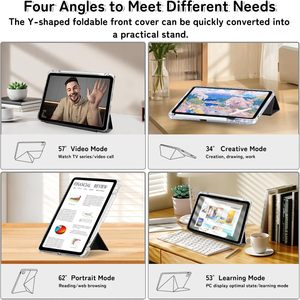 Trường hợp Gấp Y cho <span class=keywords><strong>iPad</strong></span> 11 (2025) & thế hệ thứ 10 (2022) 10.9 inch rõ ràng cứng trở lại Vỏ Acrylic Bìa đứng với chủ bút chì - Product Image 3