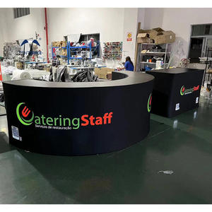 Khung nhôm Bàn cà phê đứng quầy tiếp tân di động với ánh sáng nửa bàn tròn bàn triển lãm thiết bị văn phòng - Product Image 4