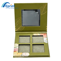 Boîte de palette en papier magnétique écologique à 4 compartiments, vide, compacte, avec miroir pour fards à paupières et illuminateur, étui cosmétique personnalisé