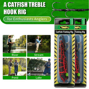 Hameçon triple pour pêche au poisson-chat avec flotteur, émerillon rotatif à 360°, émission sonore, anti-accrocs, appât suspendu, résistant à la corrosion, de 10g à 30g - Product Image 6