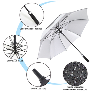 <span class=keywords><strong>Sombrillas</strong></span> de golf redondas en blanco <span class=keywords><strong>y</strong></span> negro de gran tamaño Paraguas dorado con protección UV con logotipo para adultos - Product Image 4