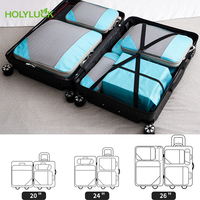 6 pièces Cubes d'emballage de compression ensemble mode organisateurs de bagages voyage valise sacs de rangement étanche pliable organisateur